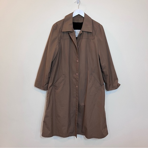 London Fog Jackets & Blazers - Maxi Full Ankle Length London Fog Long Coat Taupe Womens 16R Removable Liner